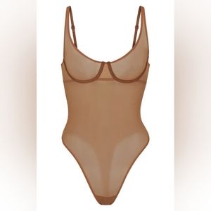 NWT SKIMS ULTRAFINE MESH UNDERWIRE BODYSUIT IN BRONZE SIZE XXS